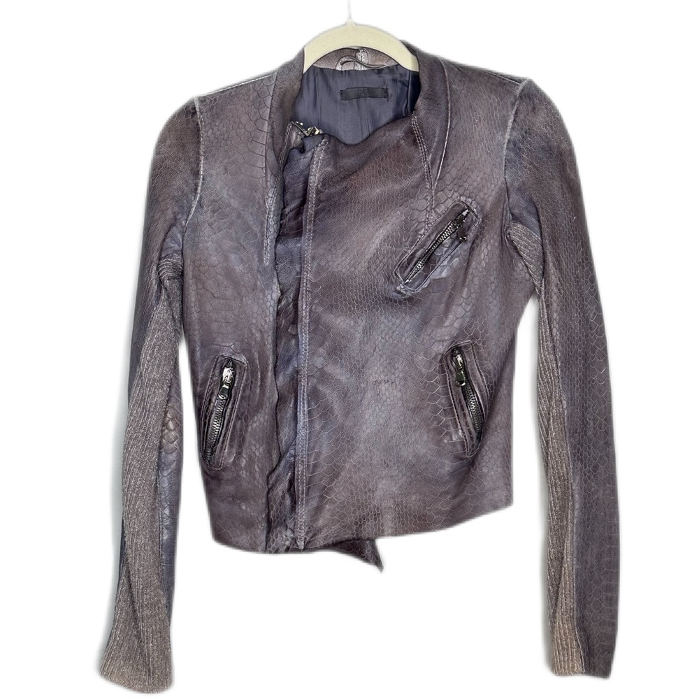 Gray Leather Jacket by BLUR